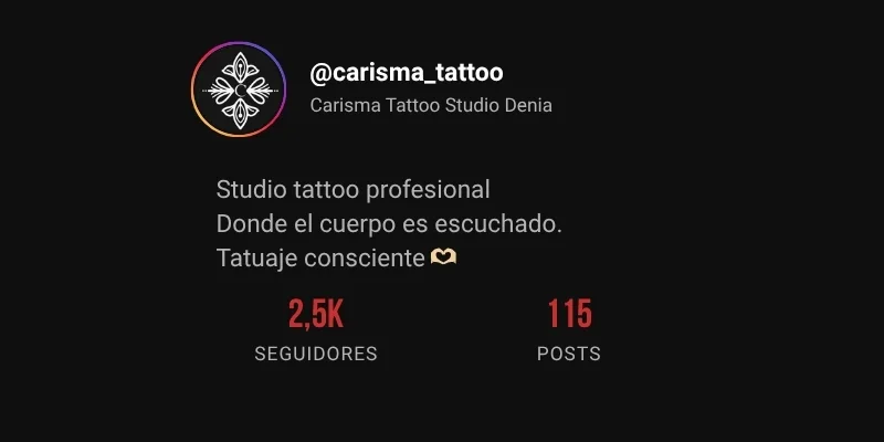 Captura del perfil de Instagram @carisma_tattoo