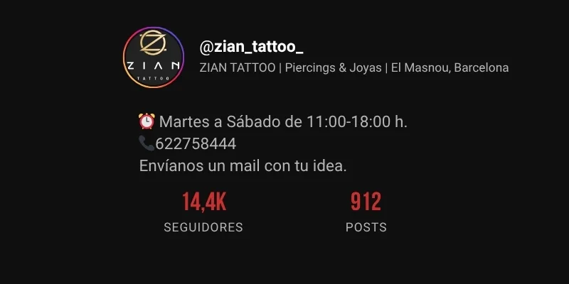 Captura del perfil de Instagram @zian.tattoo_